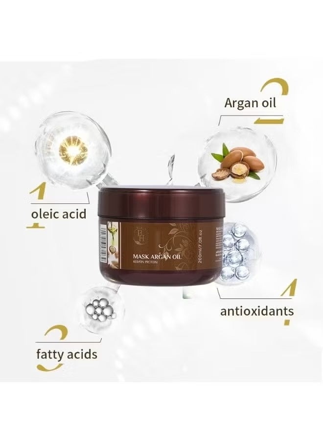 BH Argan Oil Hair Care Set - Hydration, Nourishment, and Shine: Shampoo 400ml, Conditioner 400ml, Mask 200ml, Serum 100ml - Image 5